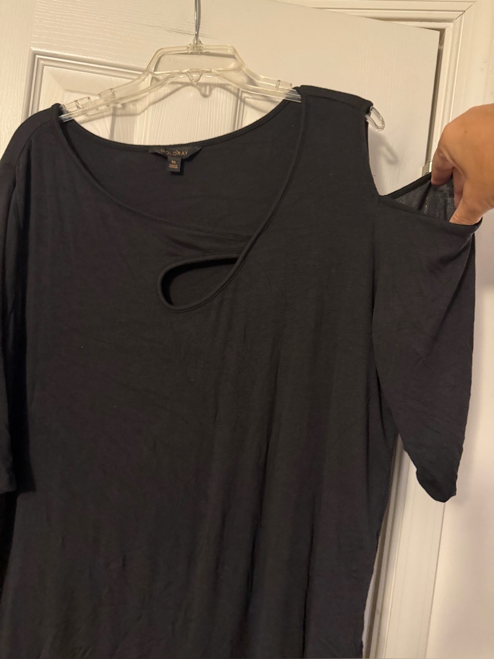 Goldray Cutout Cold-Shoulder Black Top